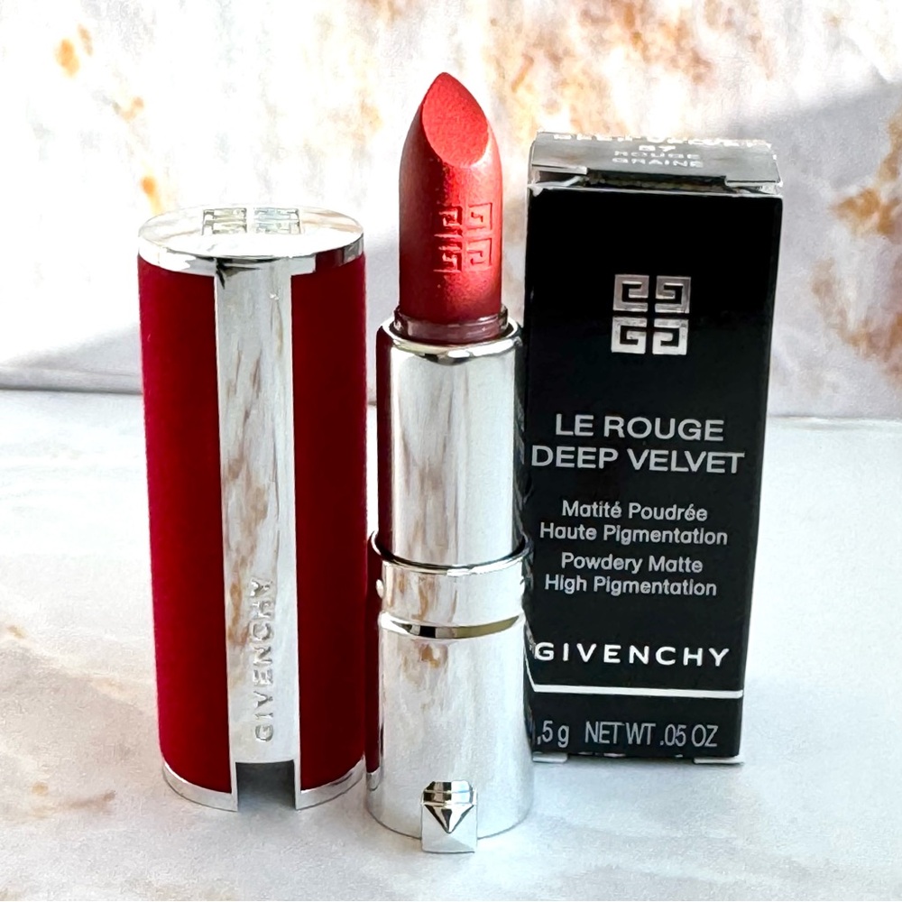 New GIVENCHY Lipstick💄mini Le Rouge Deep Velvet 37 Graine - Red Velour Case